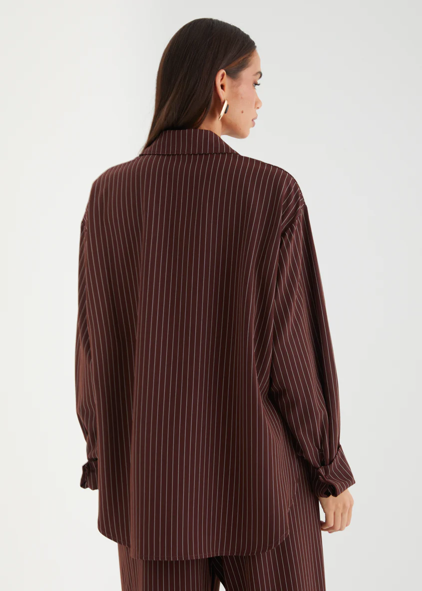 Maysin Shirt - Dark Maroon Stripe - Image 10