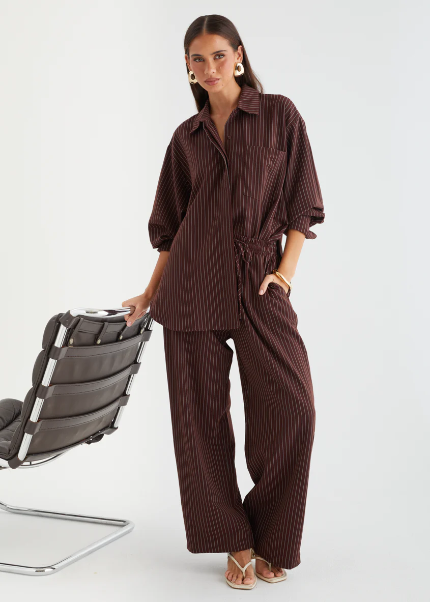 Maysin Shirt - Dark Maroon Stripe - Image 2