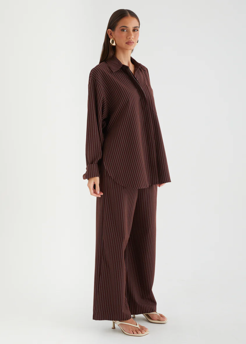Maysin Shirt - Dark Maroon Stripe - Image 9