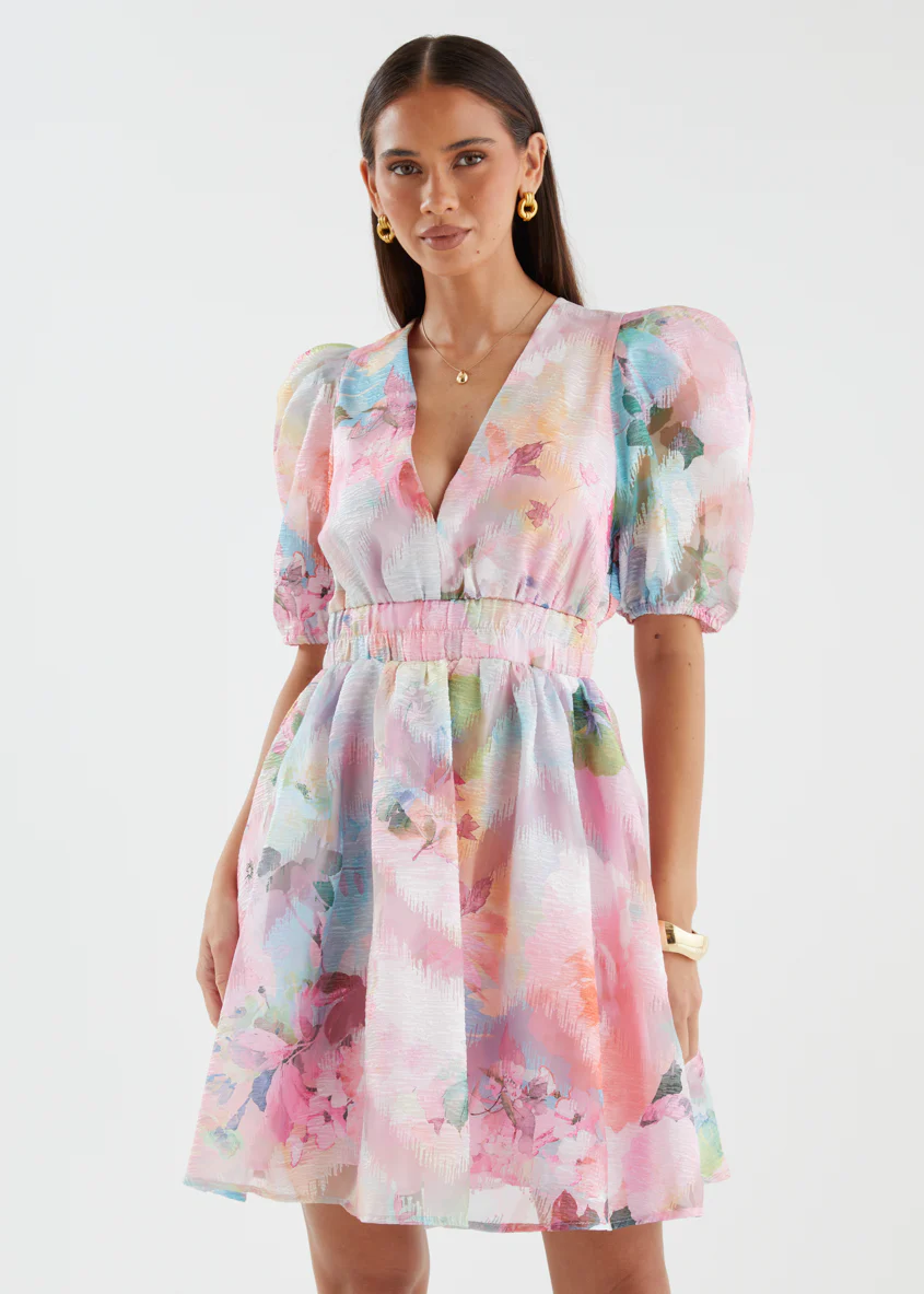 Meera Dress - Pink Watercolour - Image 2