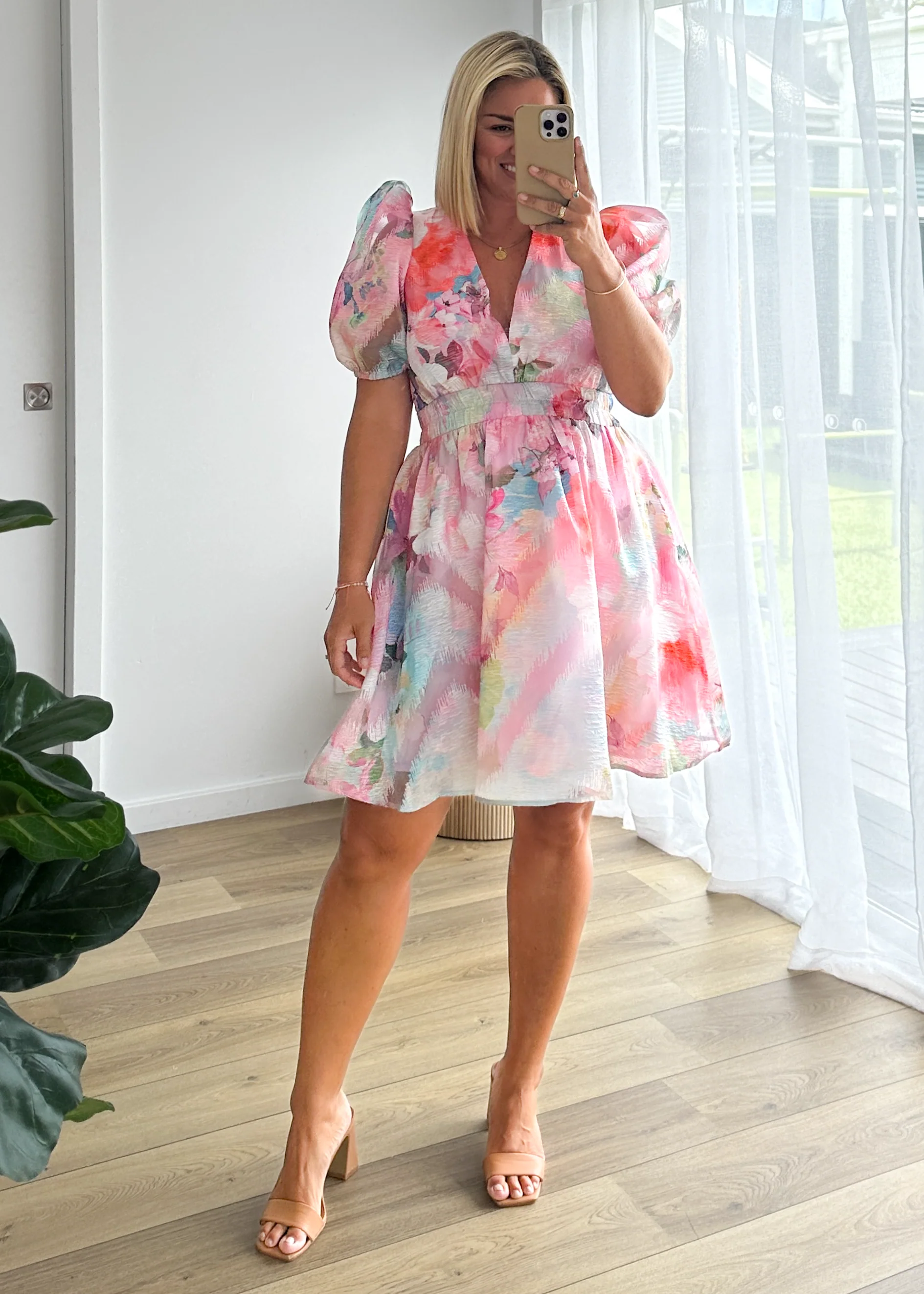Meera Dress - Pink Watercolour - Image 4