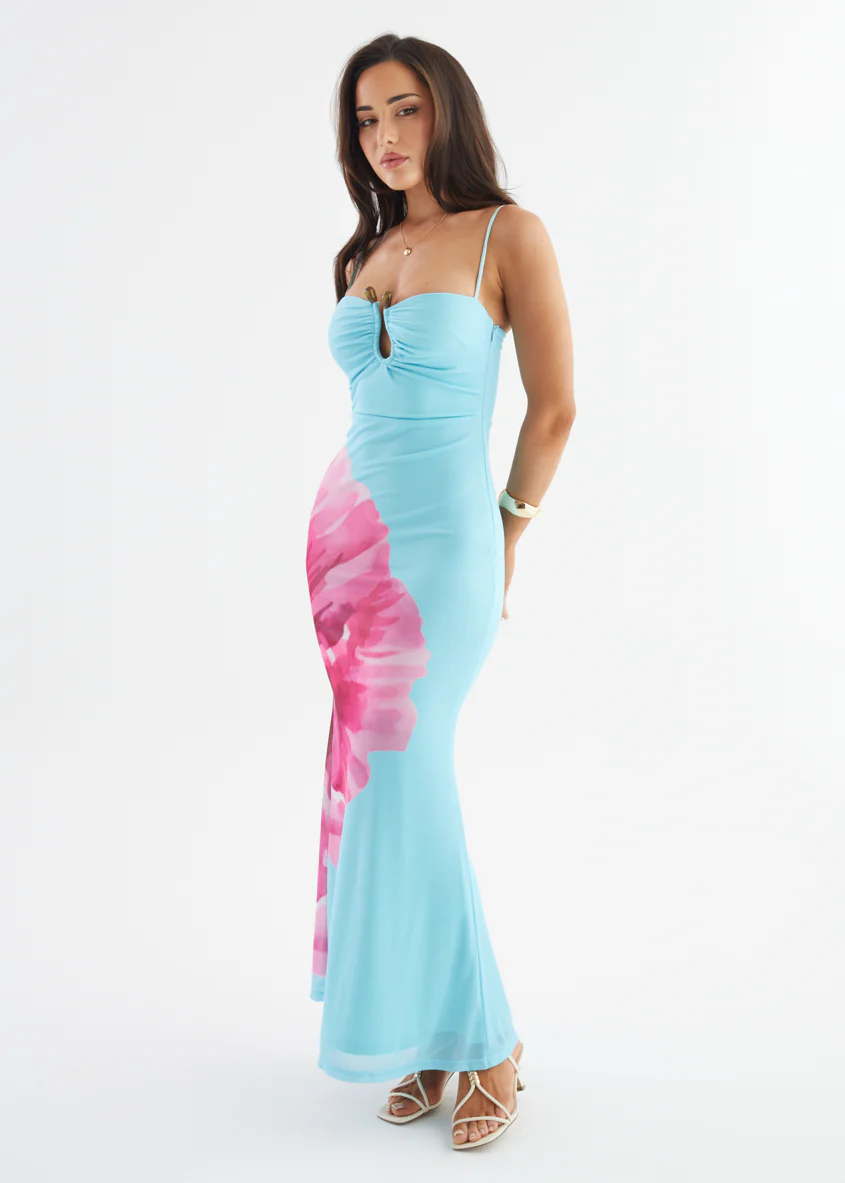 Meira Mesh Maxi Dress - Aqua - Image 6