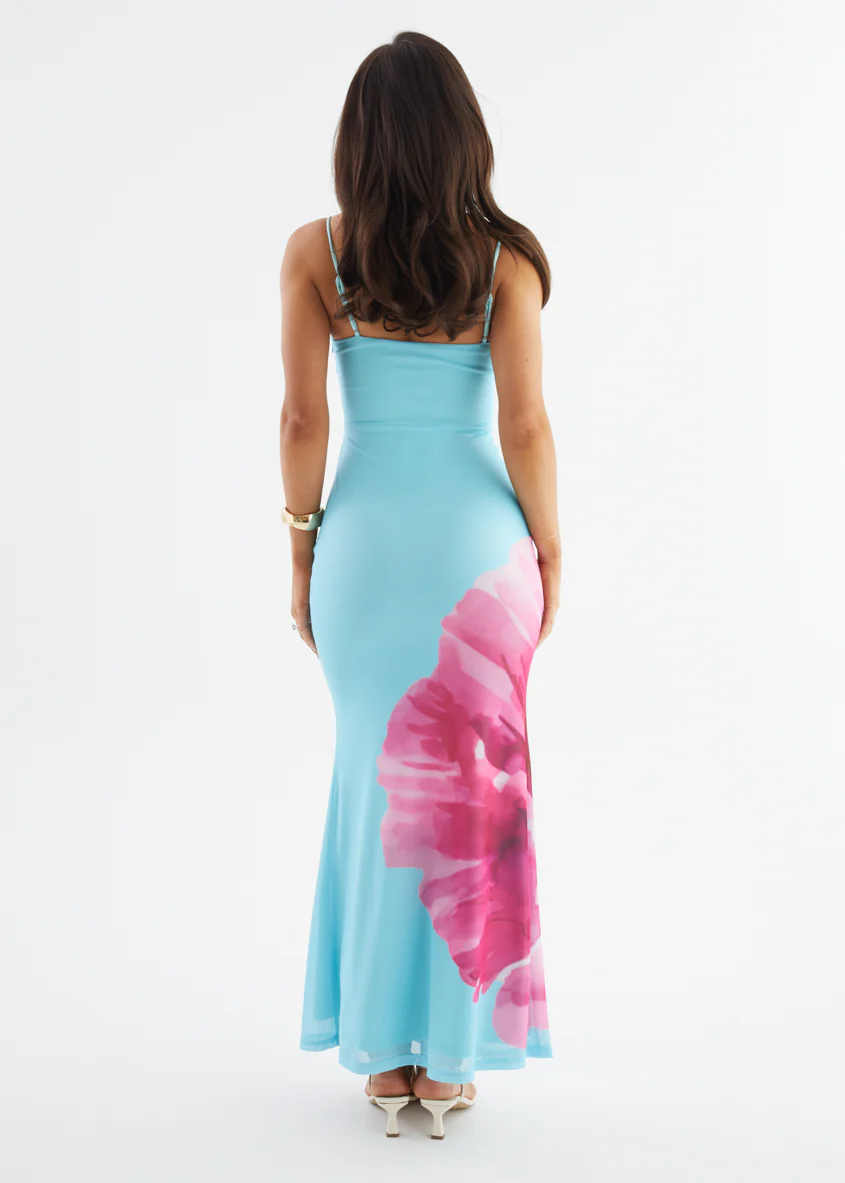 Meira Mesh Maxi Dress - Aqua - Image 7