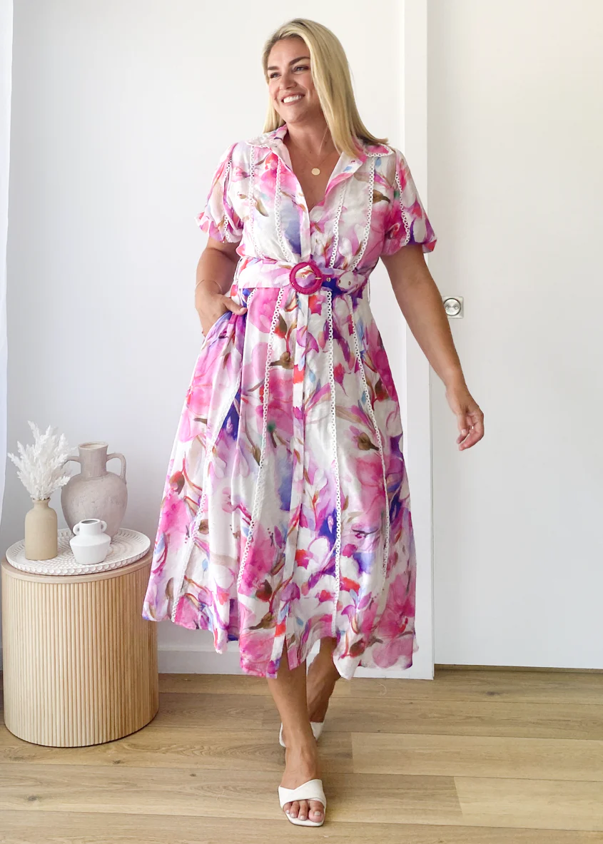 Melani Midi Dress - Pink Bouquet - Image 5