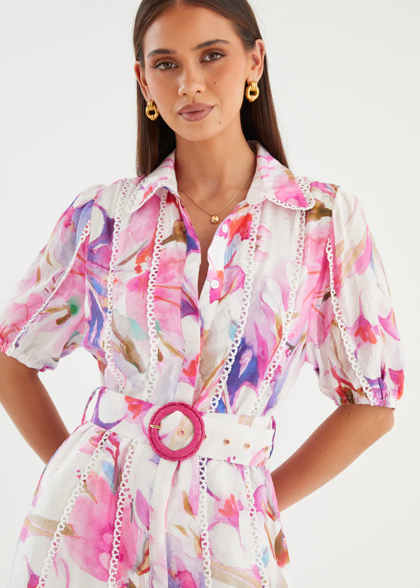 Melani Midi Dress - Pink Bouquet - Image 9