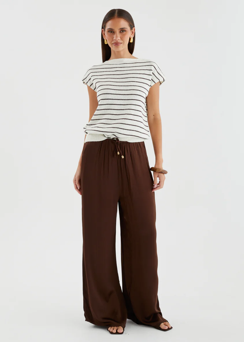Micah Knit Top - White Choc Stripe - Image 5