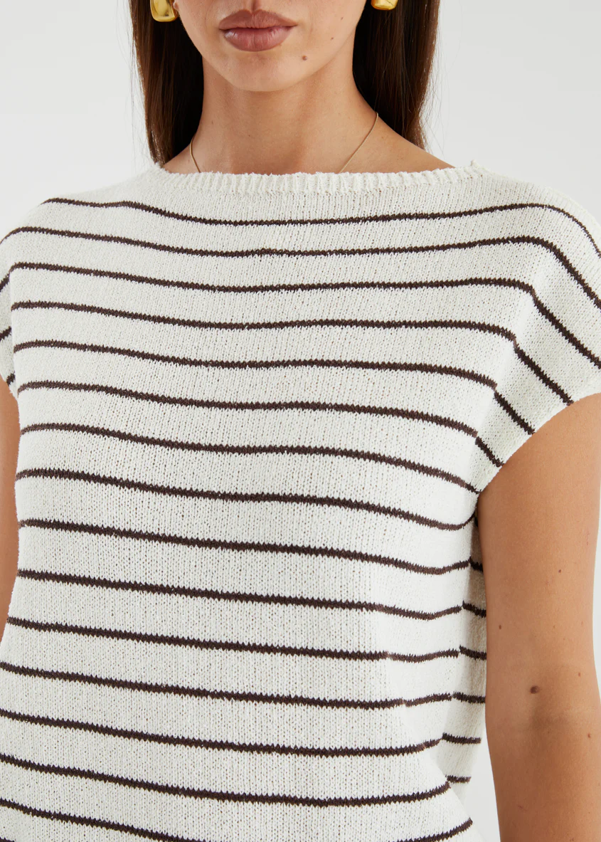 Micah Knit Top - White Choc Stripe - Image 8