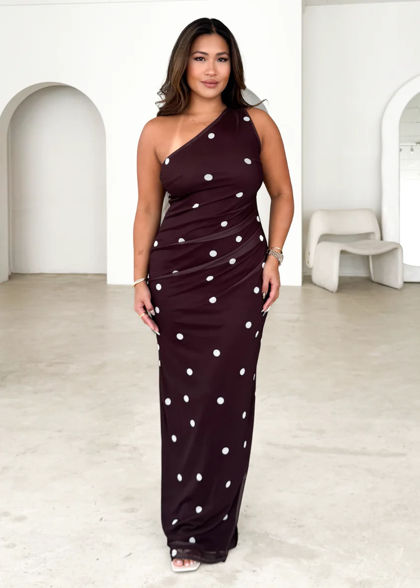 Mikah One Shoulder Maxi Dress - Choc Spot