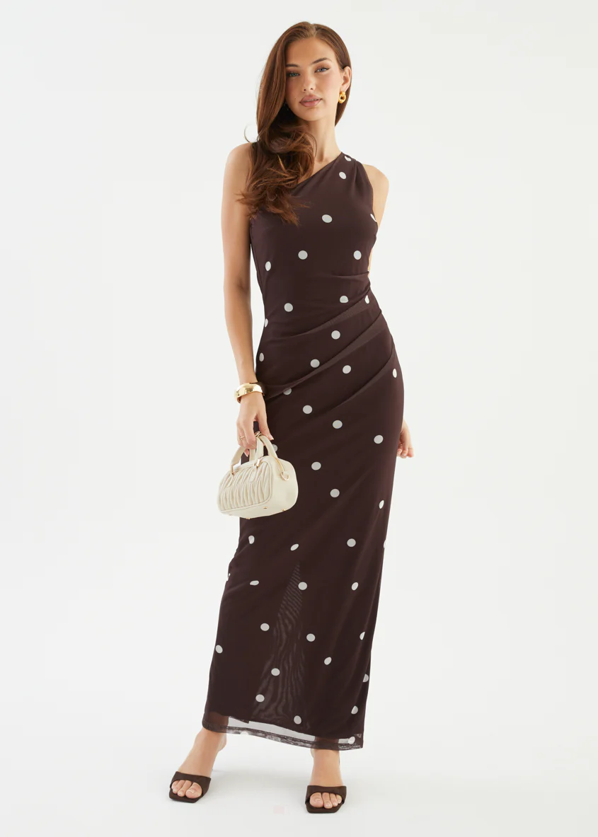 Mikah One Shoulder Maxi Dress - Choc Spot - Image 2