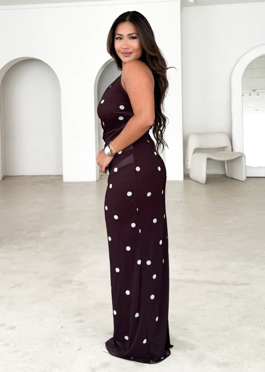 Mikah One Shoulder Maxi Dress - Choc Spot - Image 3
