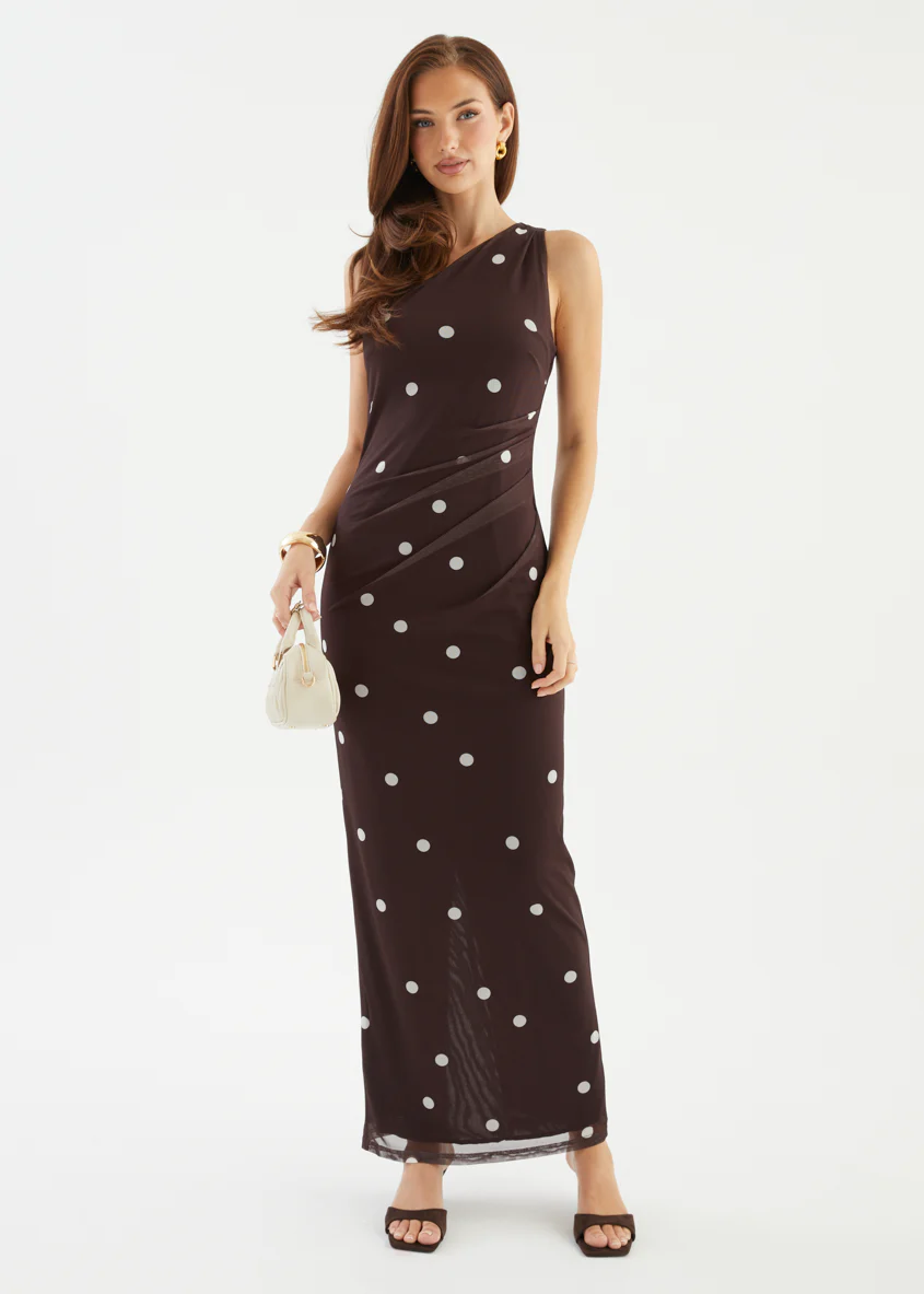 Mikah One Shoulder Maxi Dress - Choc Spot - Image 7