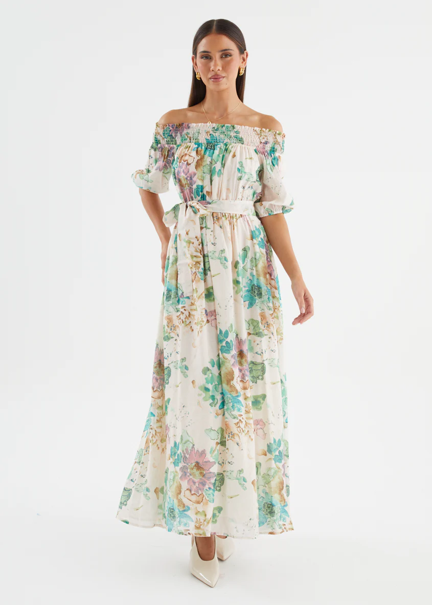 Mila Off Shoulder Maxi Dress - Mint Garden - Image 6