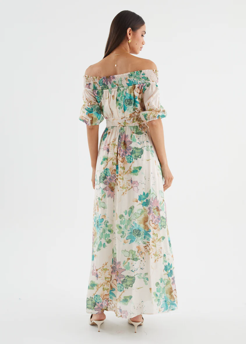 Mila Off Shoulder Maxi Dress - Mint Garden - Image 8