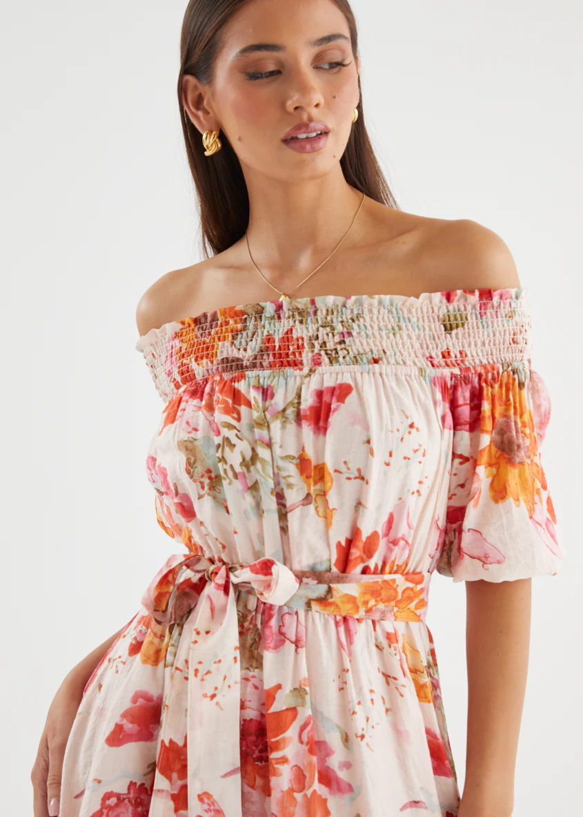 Mila Off Shoulder Maxi Dress - Strawberry Garden - Image 9