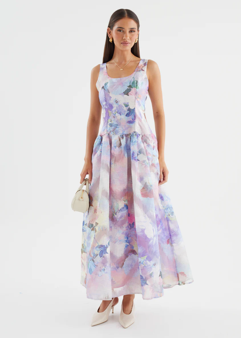 Milly Maxi Dress - Lilac Watercolour - Image 3