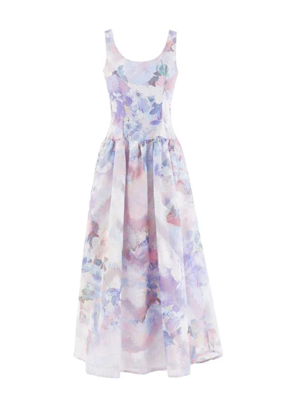 Milly Maxi Dress - Lilac Watercolour - Image 4
