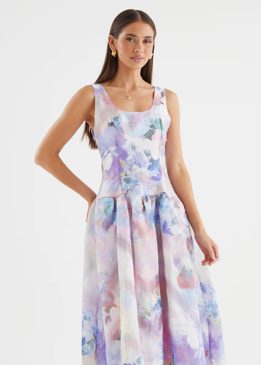 Milly Maxi Dress - Lilac Watercolour - Image 5