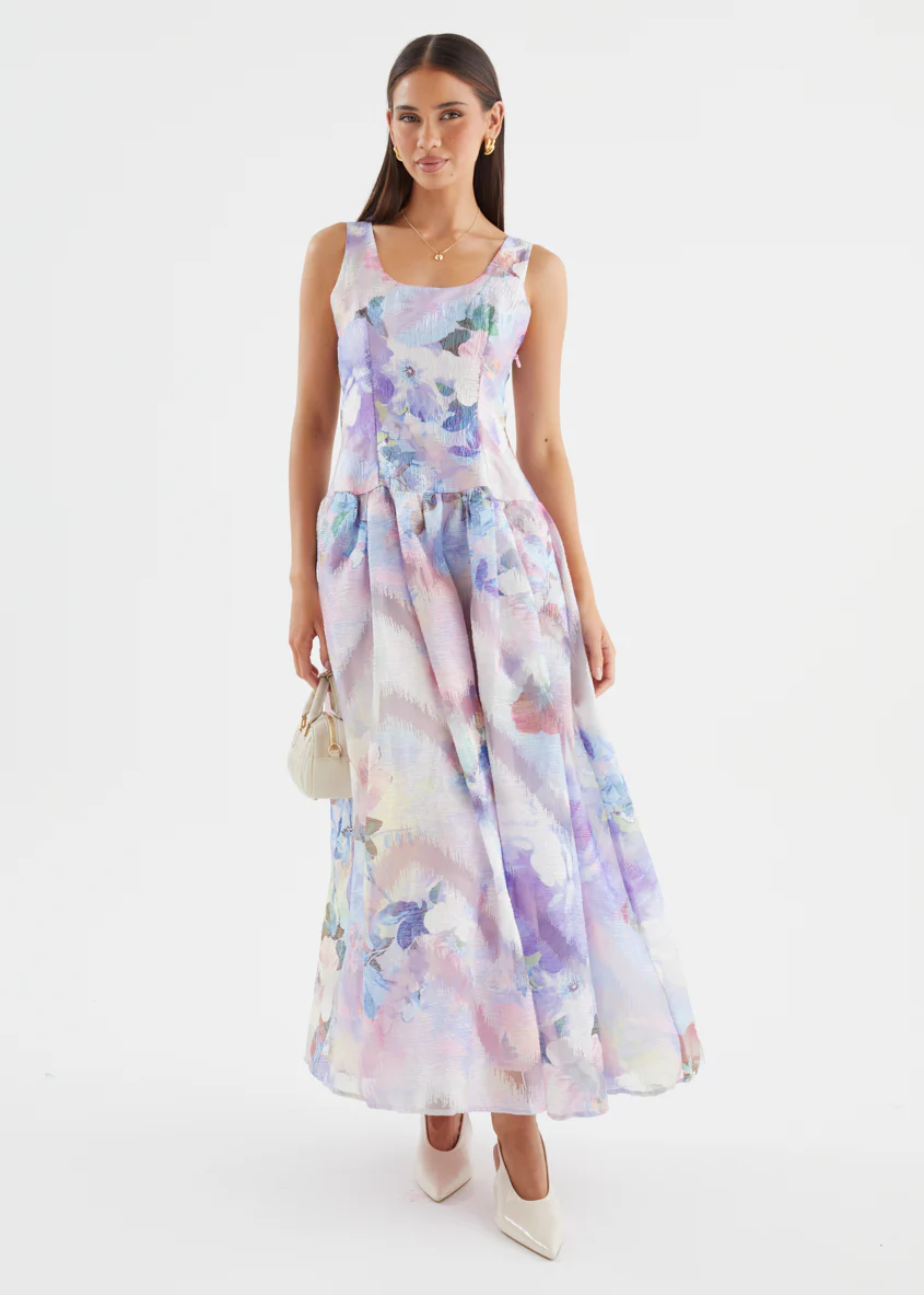 Milly Maxi Dress - Lilac Watercolour - Image 6
