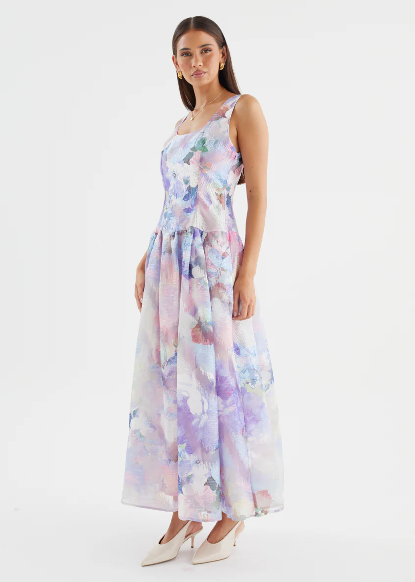 Milly Maxi Dress - Lilac Watercolour - Image 7