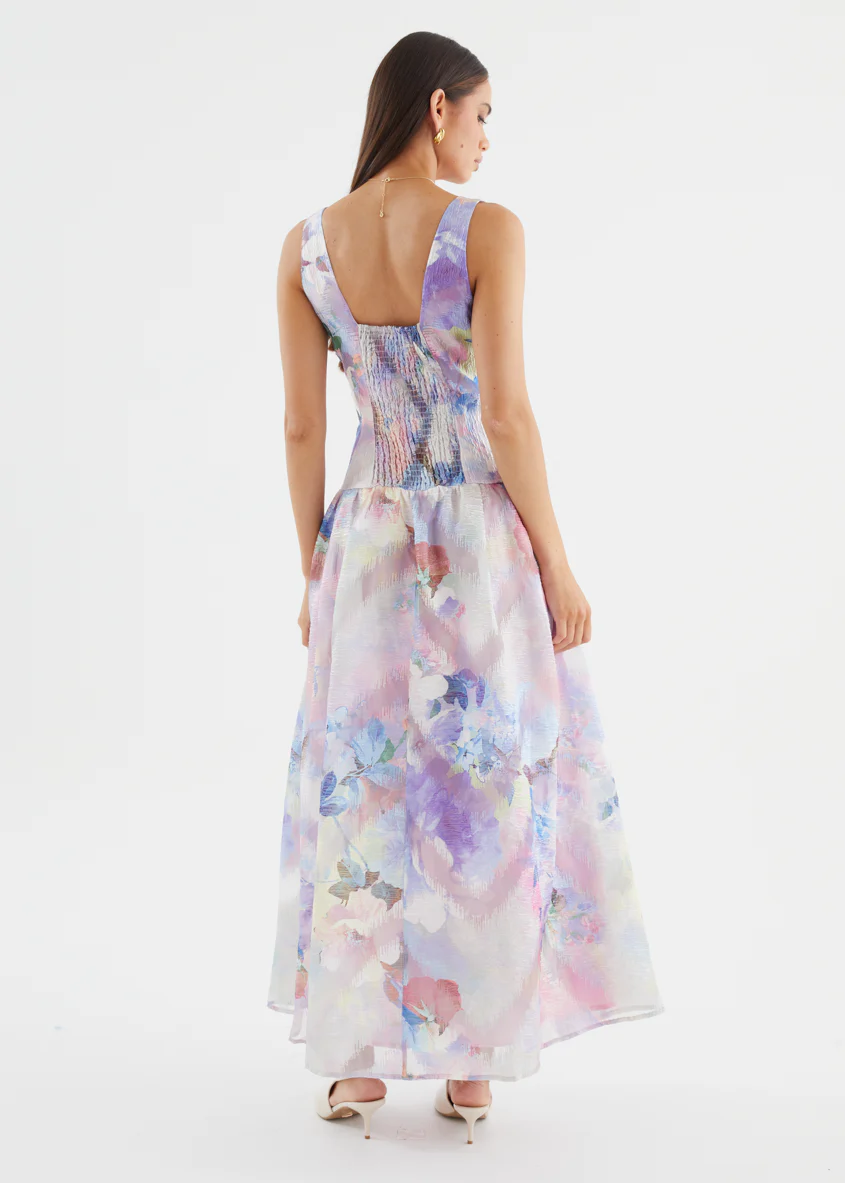 Milly Maxi Dress - Lilac Watercolour - Image 8