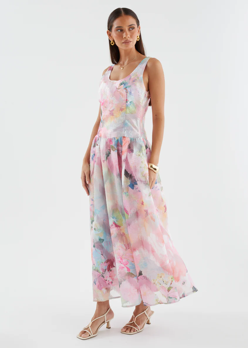 Milly Maxi Dress - Pink Watercolour - Image 7