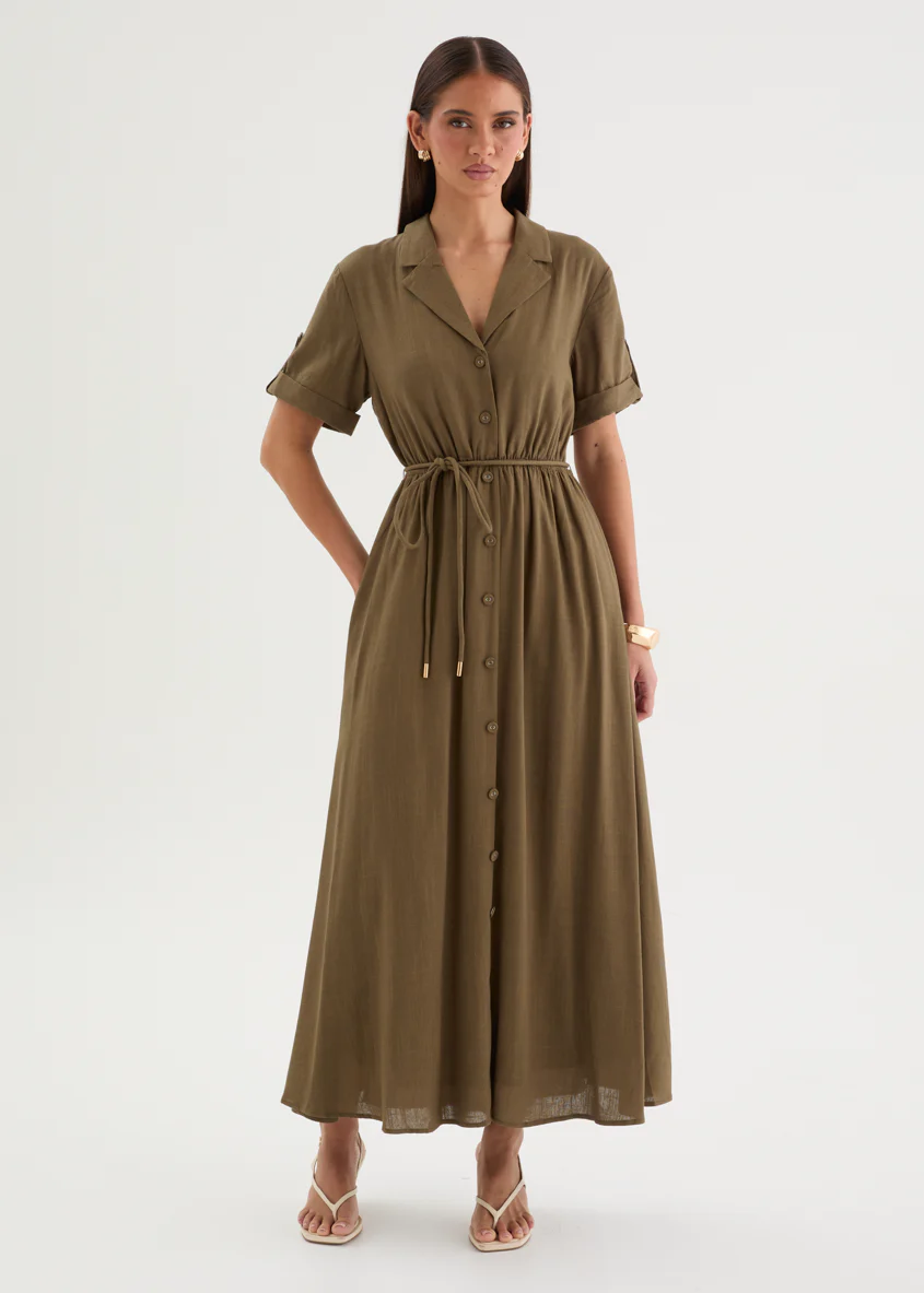 Mireya Midi Dress - Khaki - Image 2
