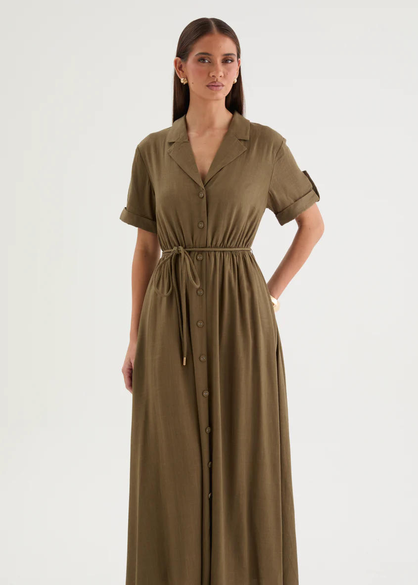 Mireya Midi Dress - Khaki - Image 3