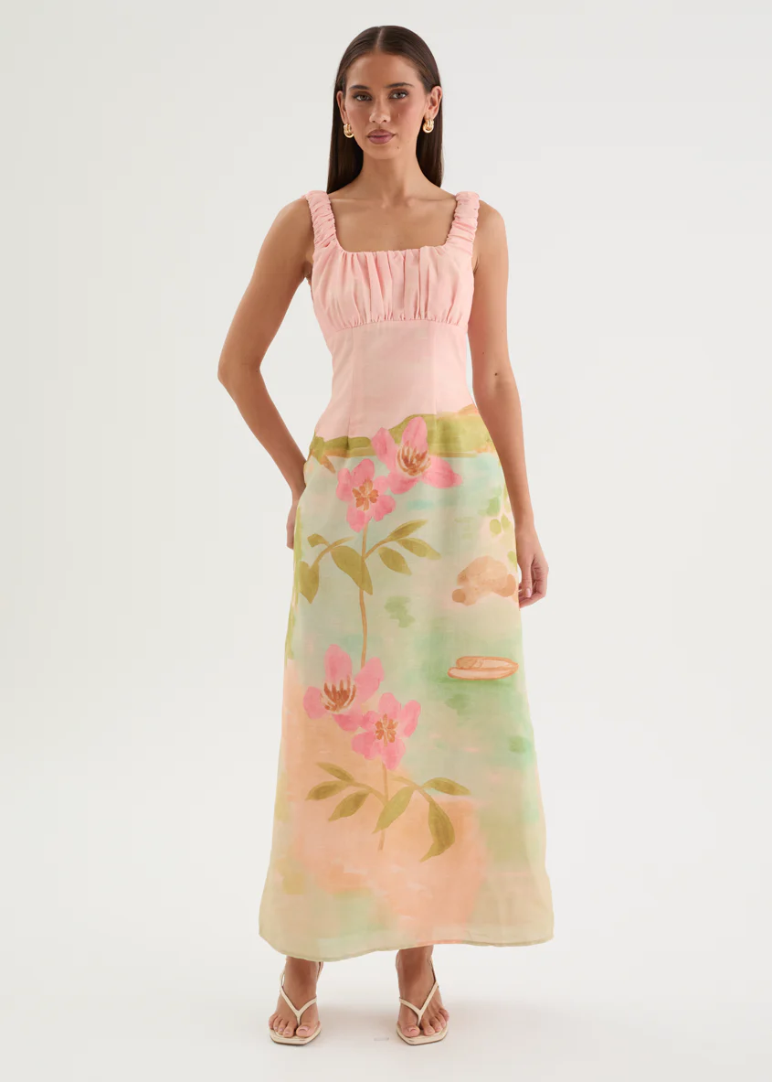 Monets Midi Dress - Pink Lagoon - Image 2