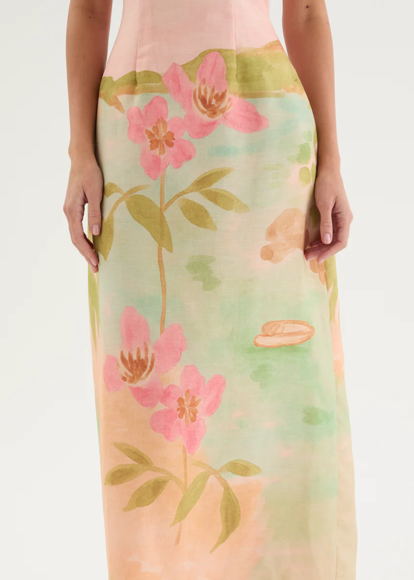 Monets Midi Dress - Pink Lagoon - Image 8
