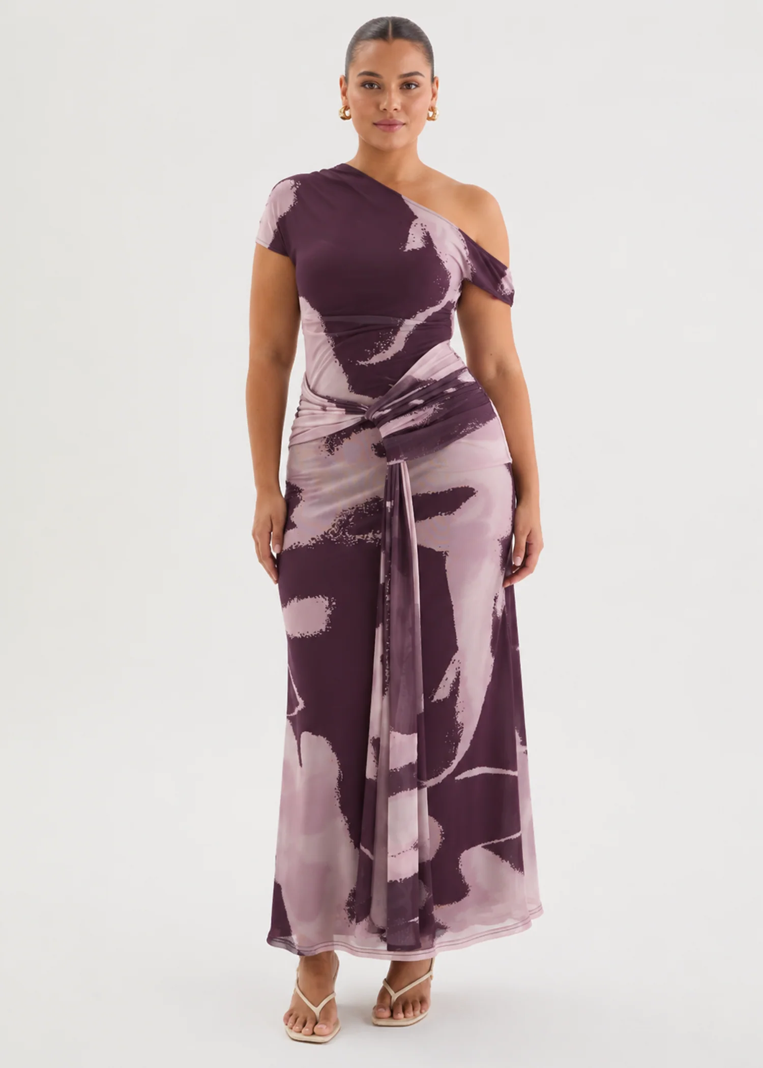 Monica Mesh Drop Shoulder Maxi Dress - Acai Abstract - Image 5