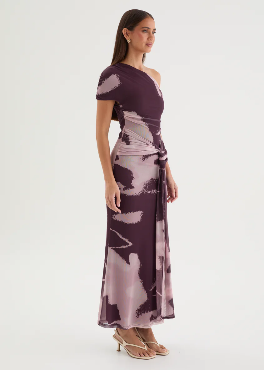 Monica Mesh Drop Shoulder Maxi Dress - Acai Abstract - Image 7