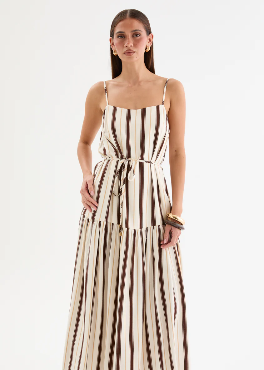 Monika Maxi Dress - Choc Stripe - Image 4