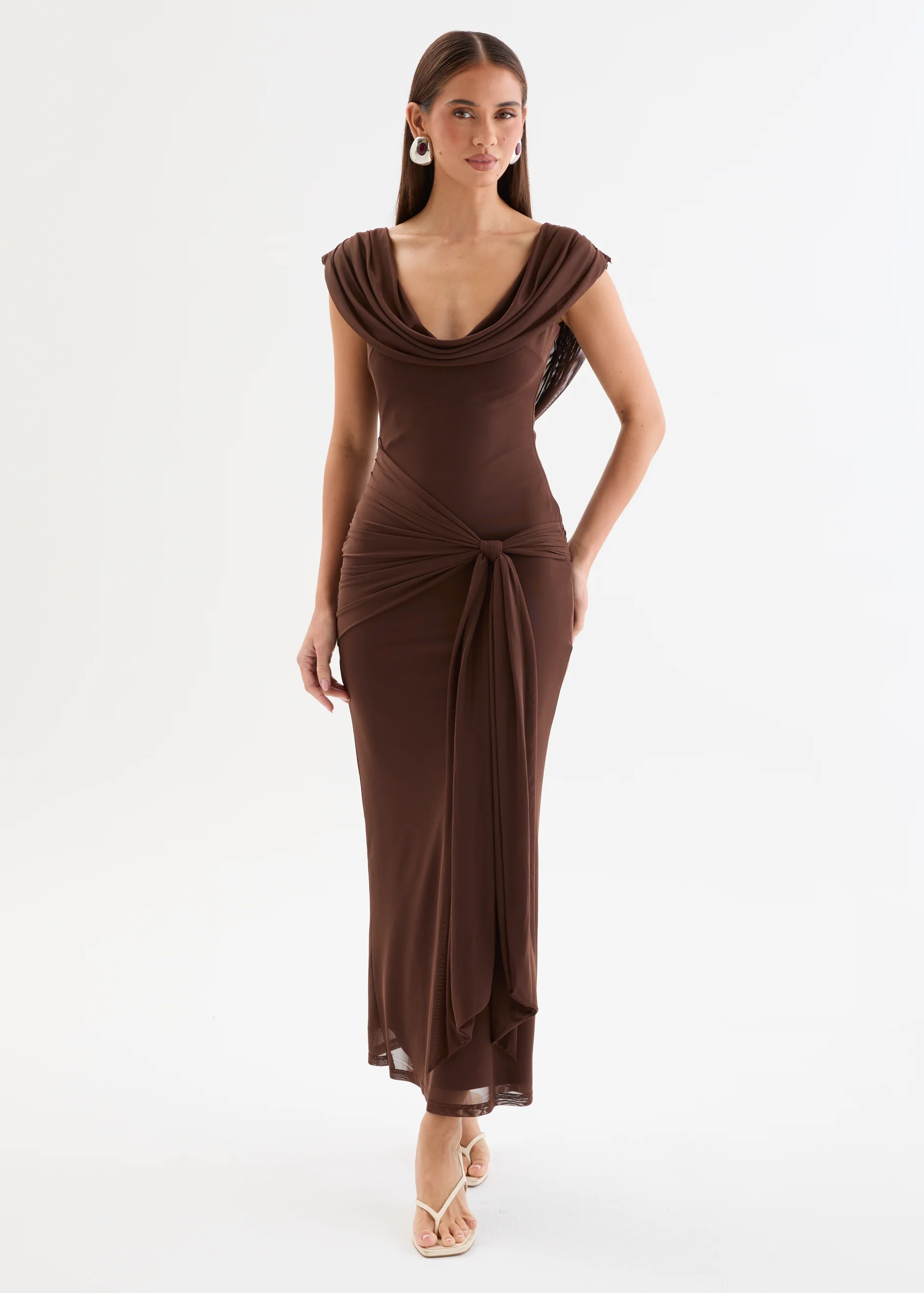 Myah Mesh Maxi Dress - Chocolate - Image 6