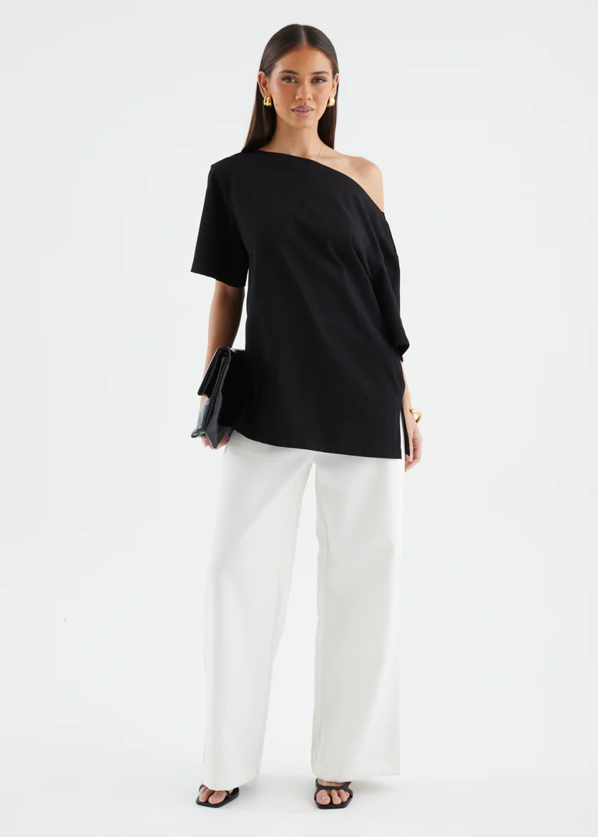 Mylee Drop Shoulder Top - Black - Image 4