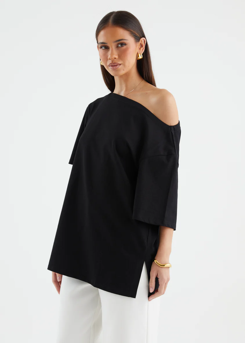 Mylee Drop Shoulder Top - Black - Image 6