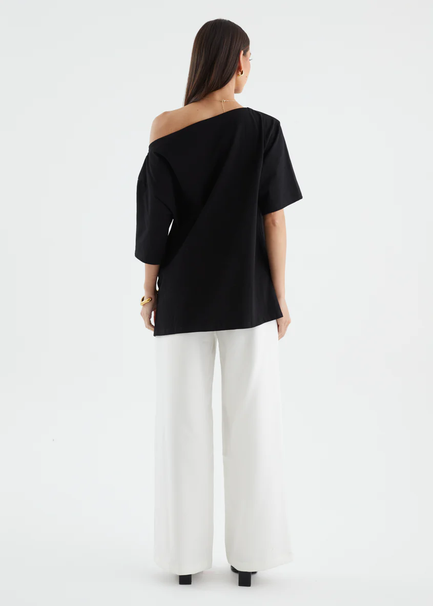 Mylee Drop Shoulder Top - Black - Image 7