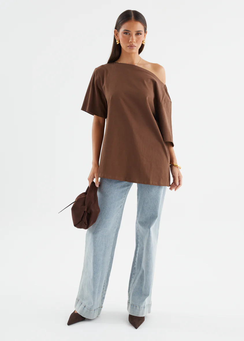 Mylee Drop Shoulder Top - Chocolate - Image 5
