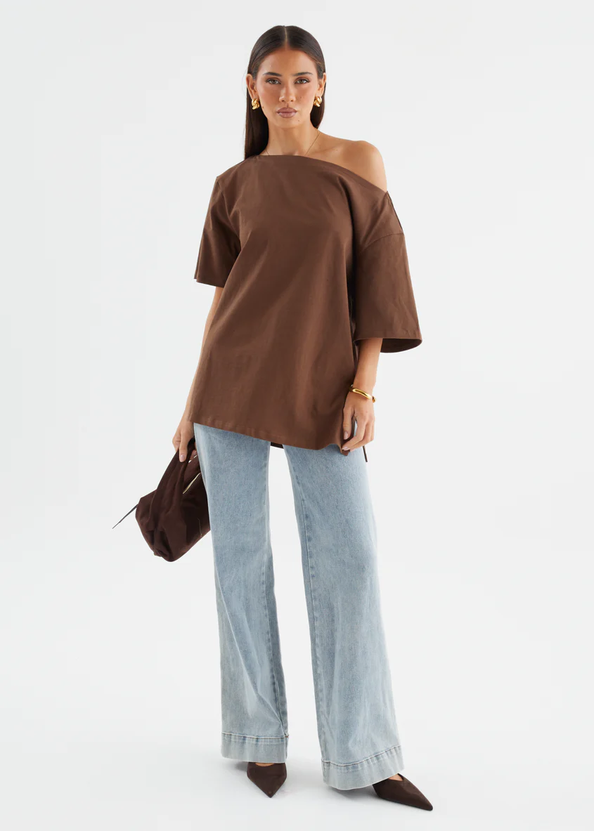 Mylee Drop Shoulder Top - Chocolate - Image 7