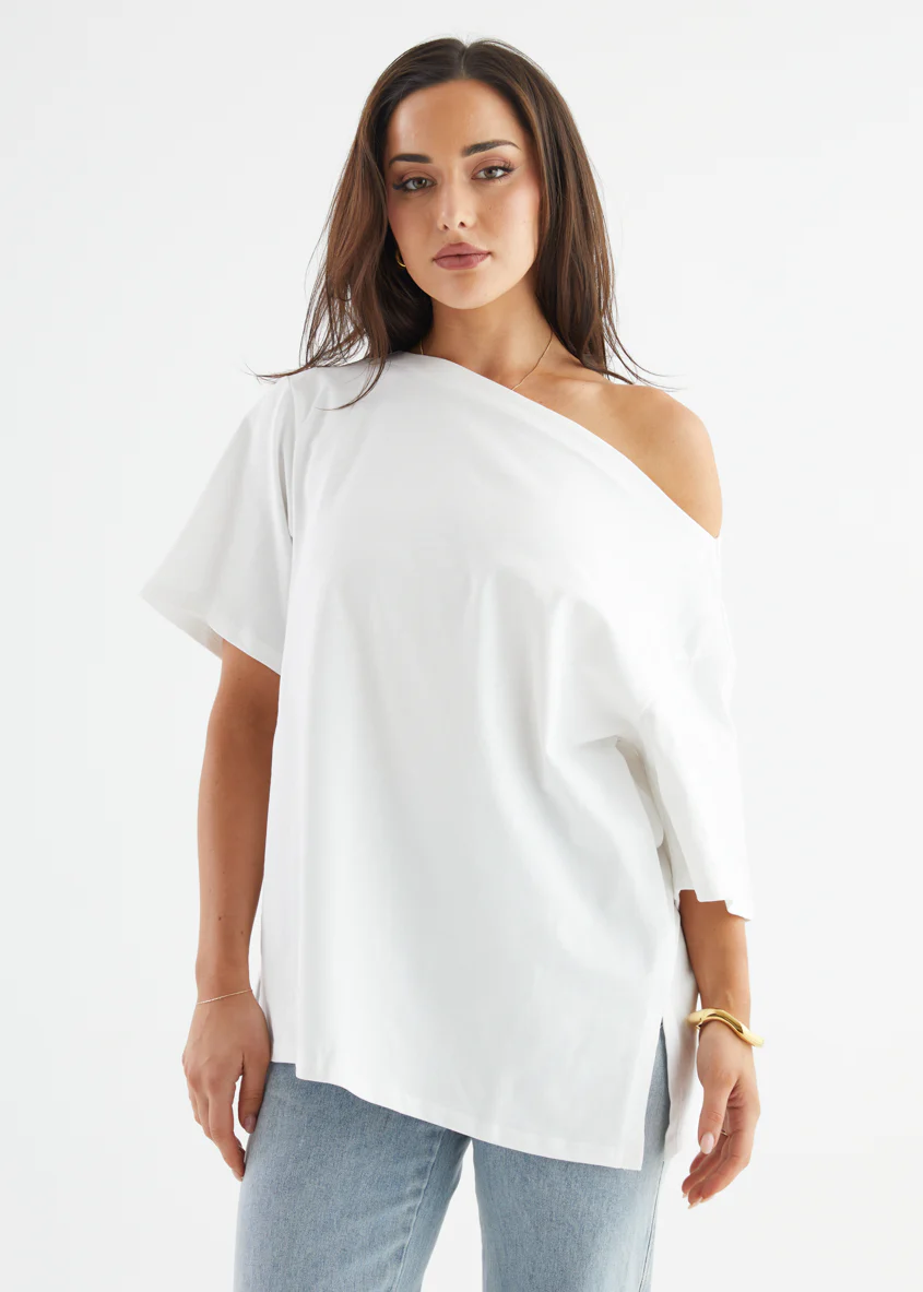 Mylee Drop Shoulder Top - Off White - Image 11