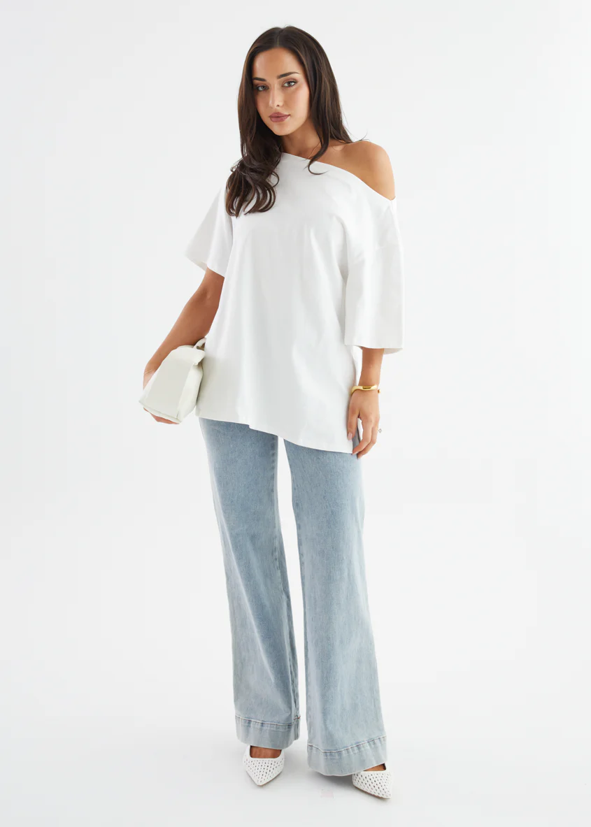 Mylee Drop Shoulder Top - Off White - Image 12