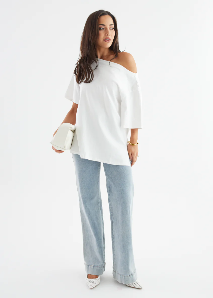 Mylee Drop Shoulder Top - Off White - Image 13
