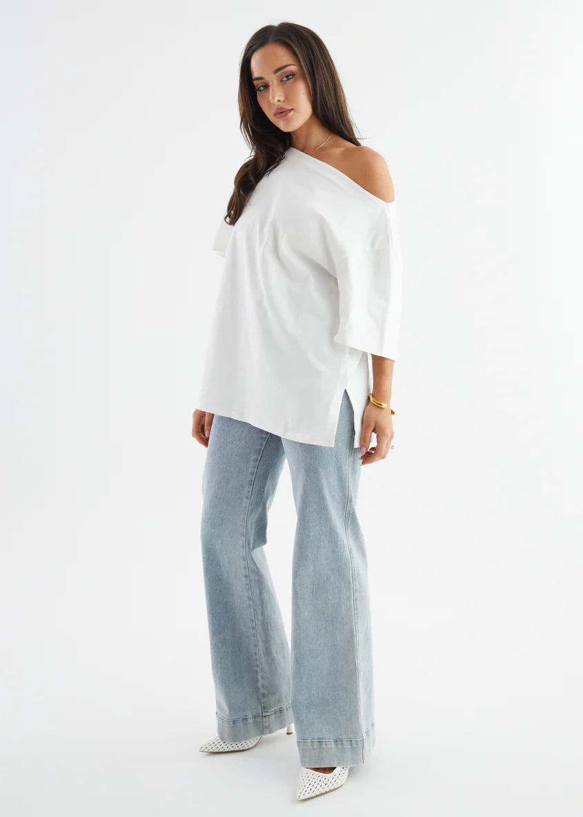 Mylee Drop Shoulder Top - Off White - Image 14