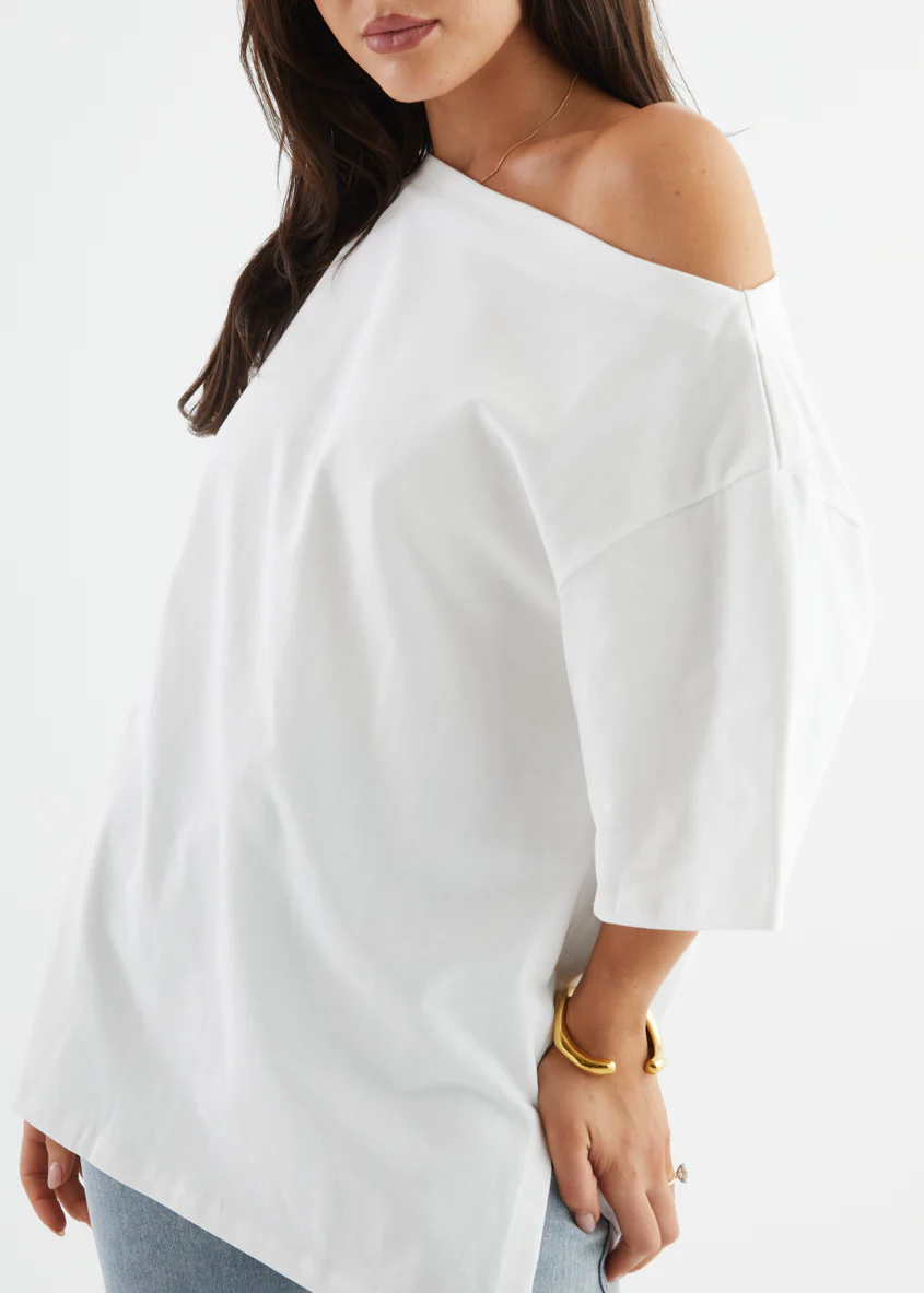 Mylee Drop Shoulder Top - Off White - Image 16