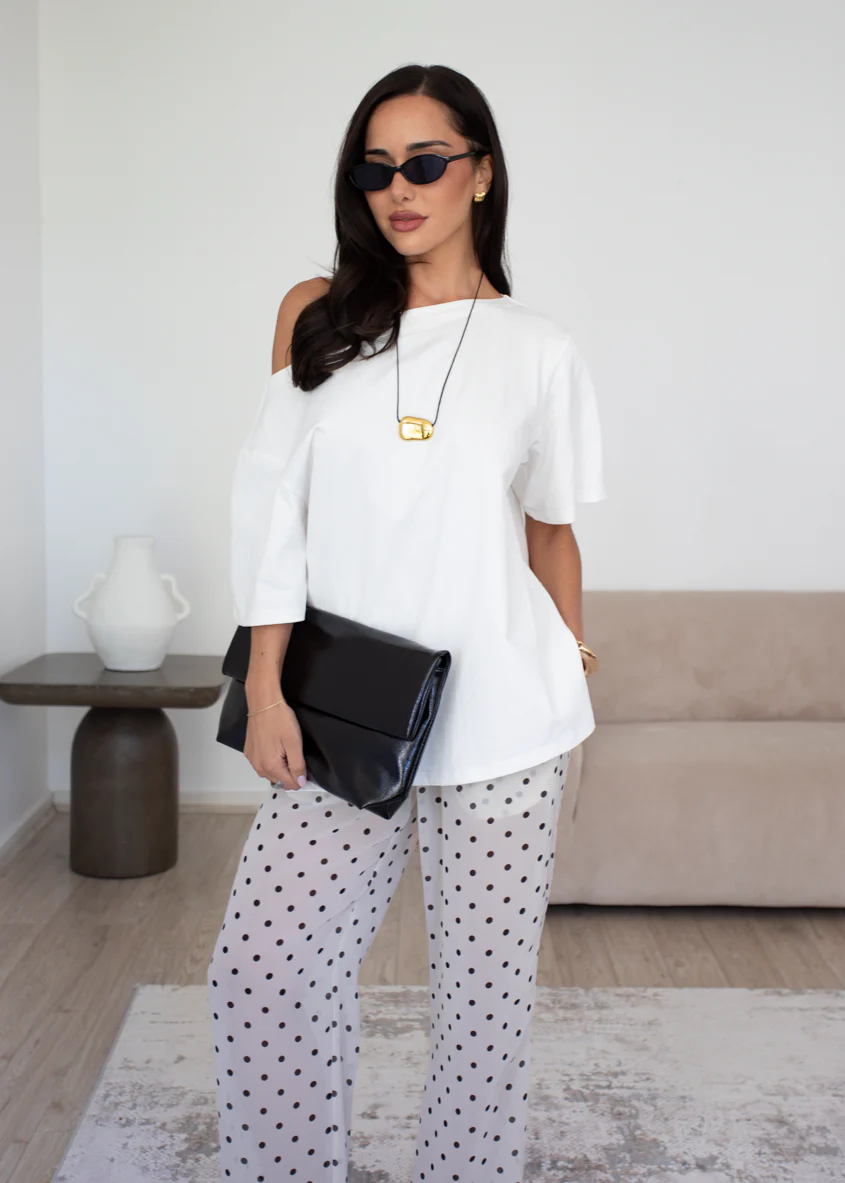 Mylee Drop Shoulder Top - Off White - Image 17