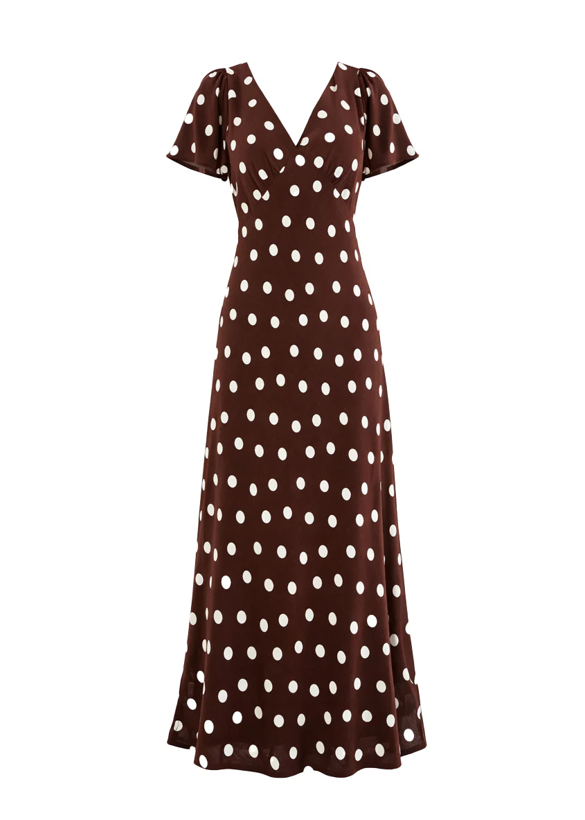 Nadia Maxi Dress - Choc Polka - Image 3