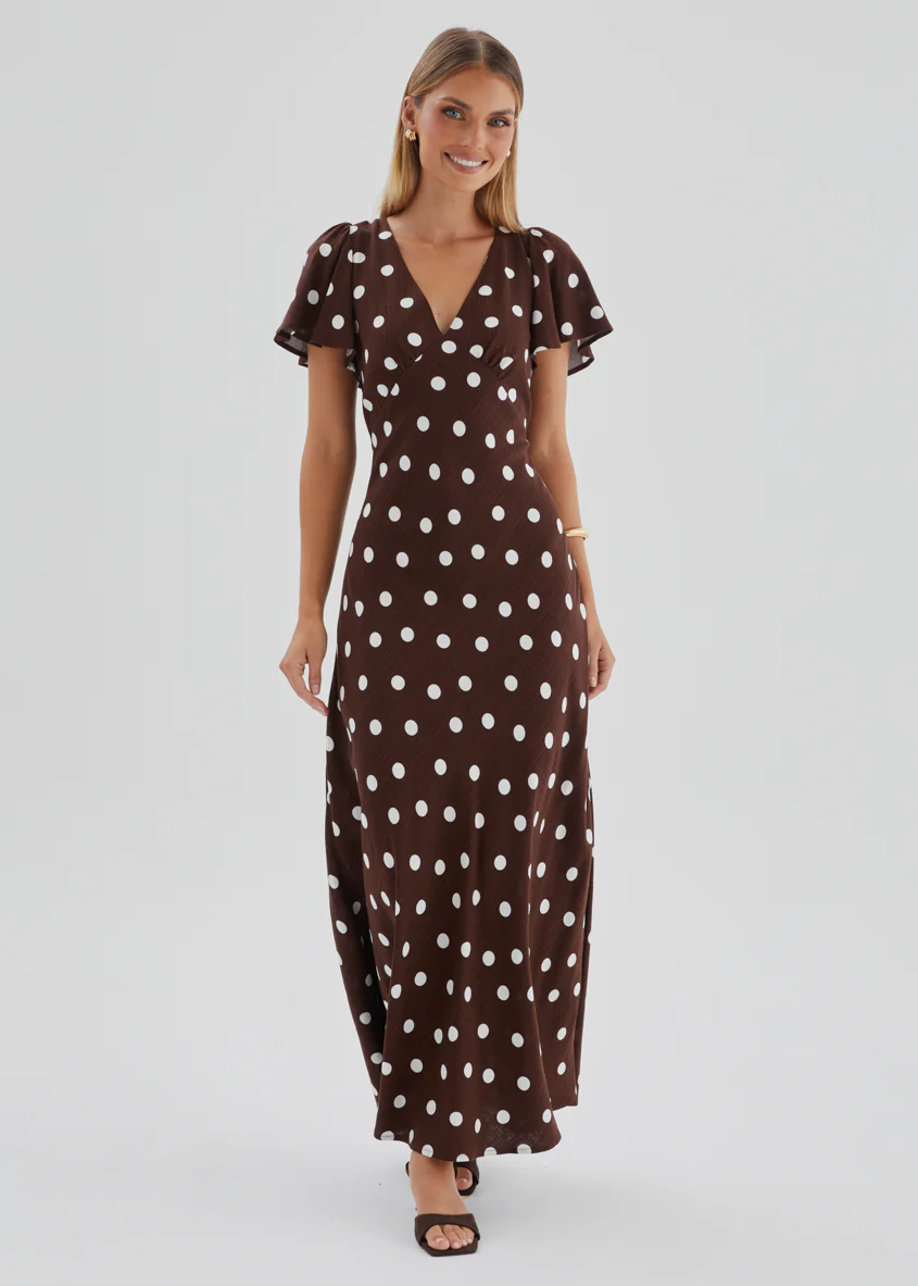 Nadia Maxi Dress - Choc Polka - Image 5