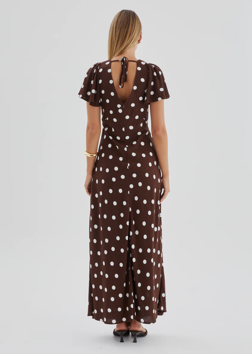 Nadia Maxi Dress - Choc Polka - Image 8