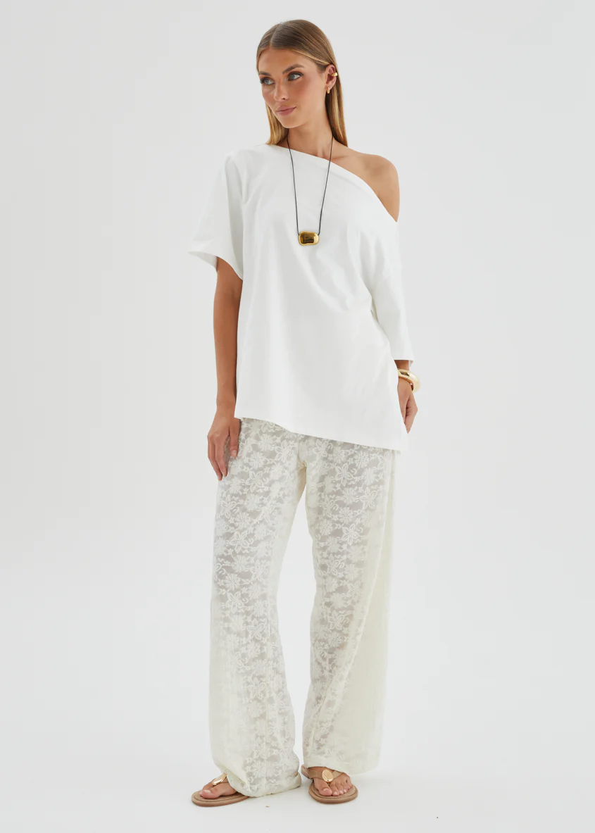 Natassia Lace Pants - Off White - Image 3