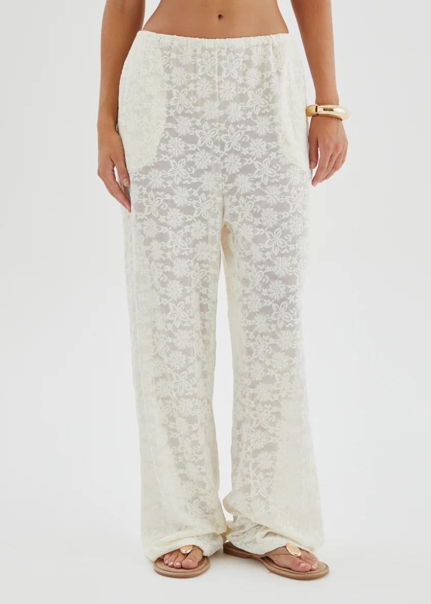 Natassia Lace Pants - Off White - Image 4
