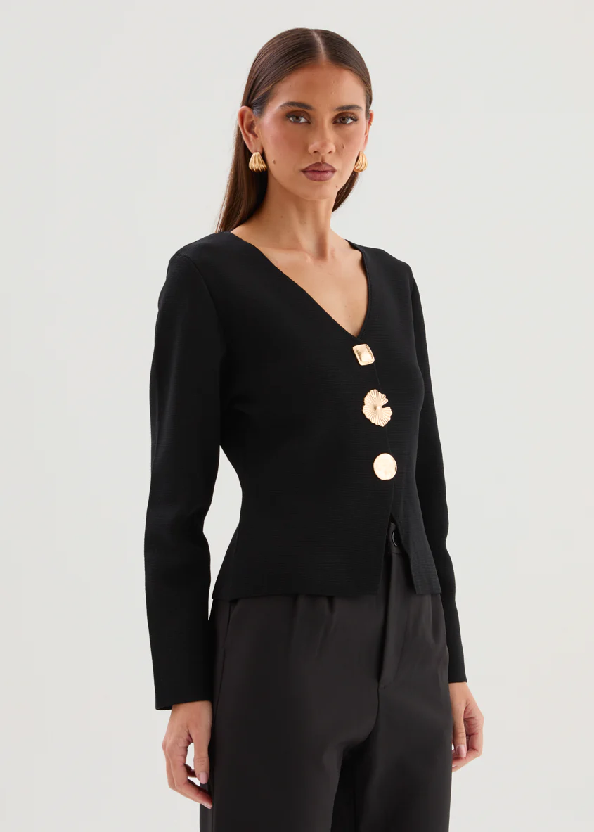Navaeh Knit Cardigan - Black - Image 3